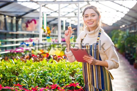 Foto d'archivio: Uomo · giardiniere · lavoro · impiccagione · fiori · sorridere