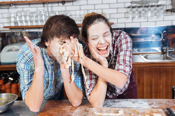 Drôle couple farine visages [[stock_photo]] © deandrobot