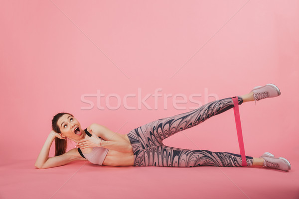 Foto stock: Aburrido · piso · fitness · ejercicio