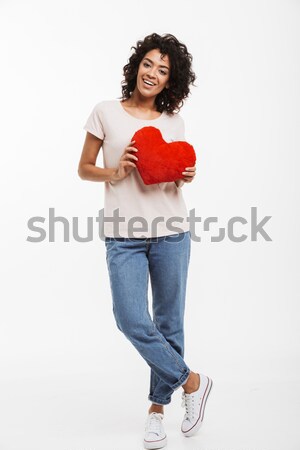 Stock photo: Full length picture of romantic adorable woman 20s with brown ha