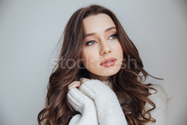 Model sweter studio portret odizolowany Zdjęcia stock © deandrobot