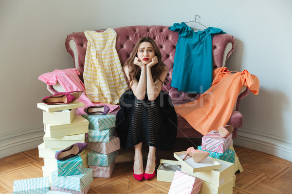 Portrait fatigué épuisé fille robe séance [[stock_photo]] © deandrobot