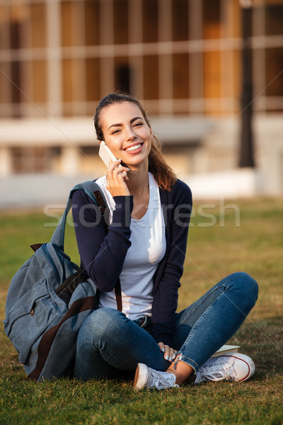 Portret młodych dość student dziewczyna plecak Zdjęcia stock © deandrobot