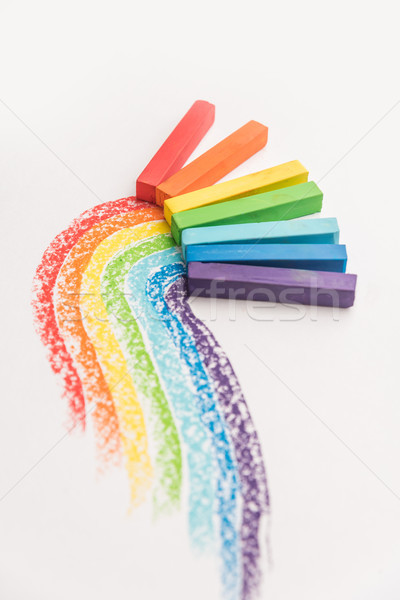 Arco-íris gradiente pastel crayon colorido isolado Foto stock © deandrobot