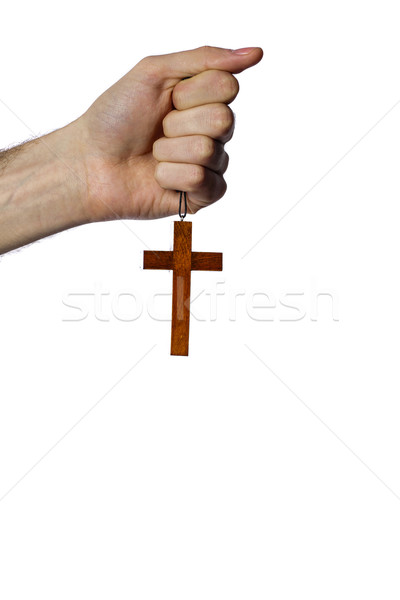 Masculina mano cruz blanco Foto stock © deandrobot