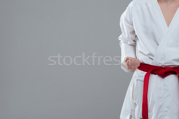 Fotografia sportowiec kimono praktyka karate młodych Zdjęcia stock © deandrobot