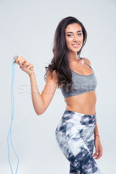 Sport Frau halten Seil Porträt lächelnd Stock foto © deandrobot