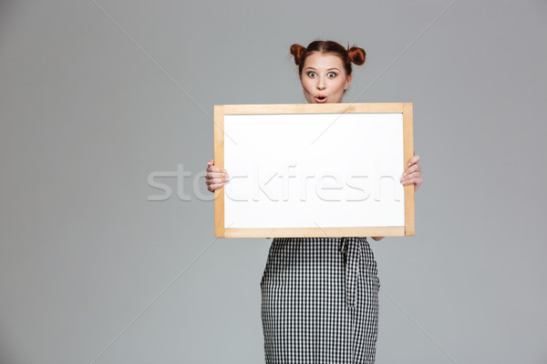 Amüsant überrascht halten grau Stock foto © deandrobot