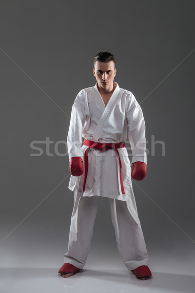 Stockfoto: Jonge · kimono · praktijk · karate · poseren