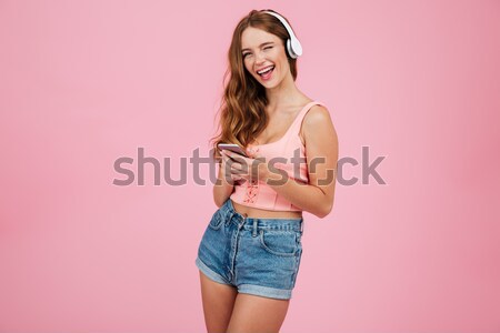 Foto stock: Retrato · alegre · feliz · mujer · verano · ropa