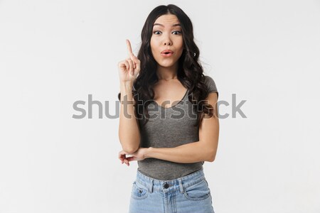 Retrato pensativo frustrado menina em pé Foto stock © deandrobot