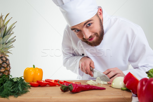 ストックフォト: 男性 · シェフ · 調理 · 野菜 · 肖像