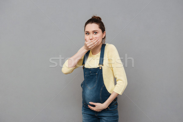 Pregnant woman with nausea Stock photo © deandrobot