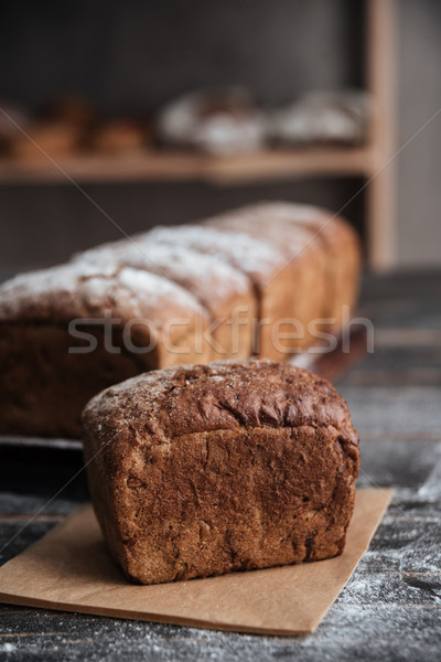 Pan harina oscuro mesa de madera imagen panadería Foto stock © deandrobot