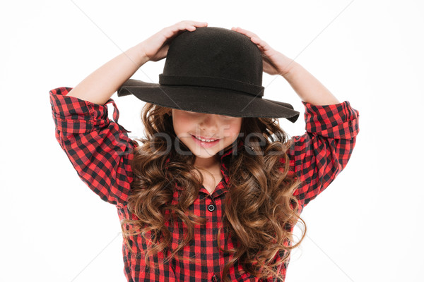 Cute amüsant kleines Mädchen hat stehen Stock foto © deandrobot