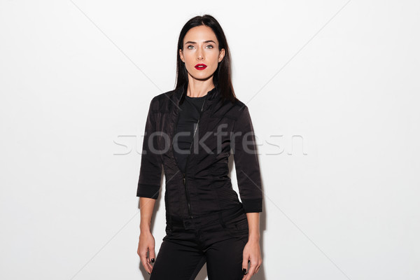 Asombroso mujer labios rojos pie aislado imagen Foto stock © deandrobot