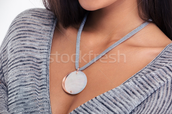 ожерелье женщины шее портрет девушки Сток-фото © deandrobot