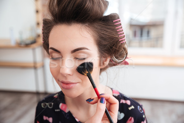 化妝師 刷 面對 女子 專業的 商業照片 © deandrobot