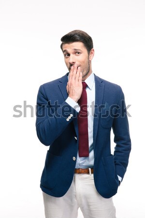 Stock photo: Businessman covering his mouth