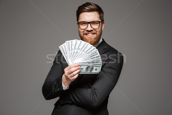 Foto stock: Retrato · satisfecho · jóvenes · empresario · traje