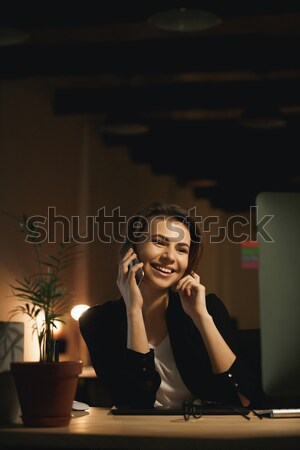 漂亮 年輕女子 設計師 坐在 商業照片 © deandrobot