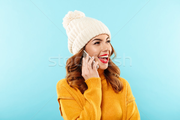 Close up portrait of a smiling young girl Stock photo © deandrobot