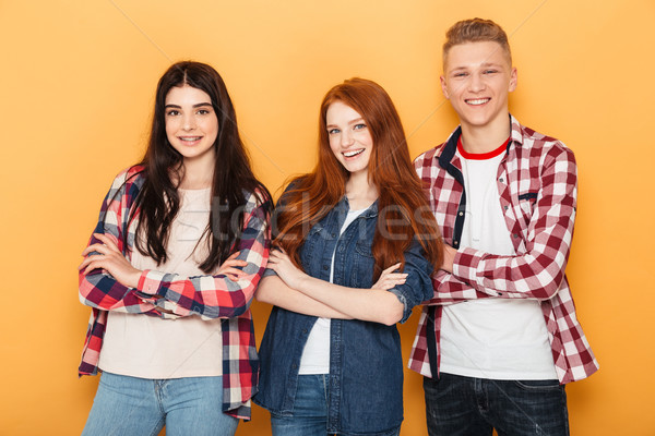 Group of happy school friends standing together Stock photo © deandrobot