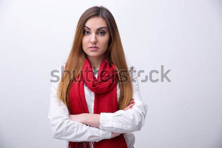 [[stock_photo]]: Portrait · jeune · femme · bras · pliées · regarder · caméra