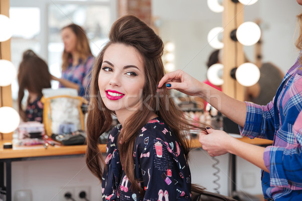 [[stock_photo]]: Homme · salon · de · coiffure · coiffure · cute · femme