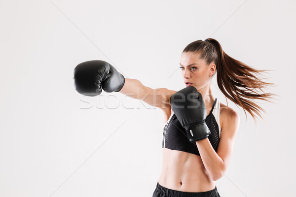 Retrato jóvenes motivado mujer boxeo lección Foto stock © deandrobot