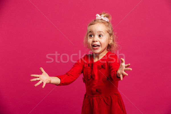 ストックフォト: 美 · 小さな · ブロンド · 少女 · 赤いドレス · スタジオ