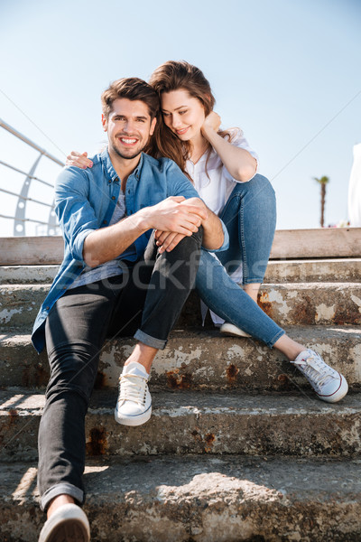 [[stock_photo]]: Portrait · souriant · séance · ensemble