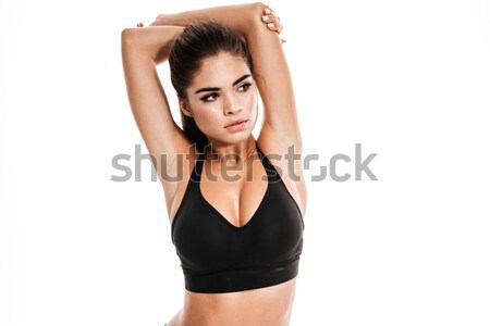 Stok fotoğraf: Portre · ciddi · güzel · fitness · woman · eller