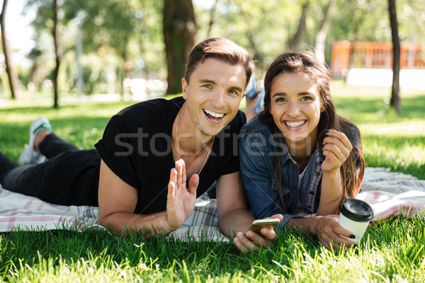 Zdjęcia stock: Portret · szczęśliwy · pitnej · kawy