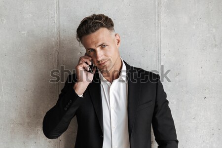 Portret poważny brodaty człowiek ciszy Zdjęcia stock © deandrobot
