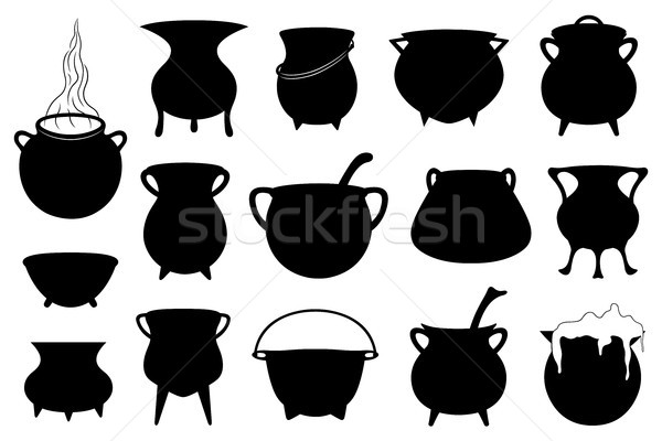 Set of different Halloween witches pots  Stock photo © DeCe