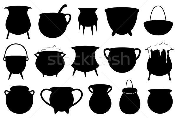 Set of different Halloween witches pots isolated on white Stock photo © DeCe