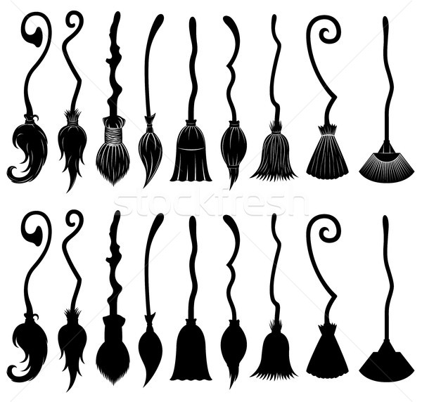 Set of different witch brooms  Stock photo © DeCe