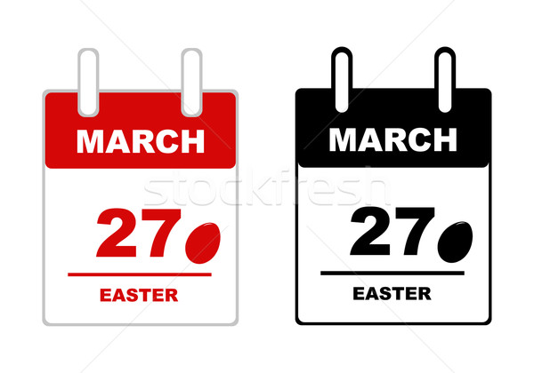 Foto stock: Páscoa · calendário · isolado · branco · ovo · vermelho