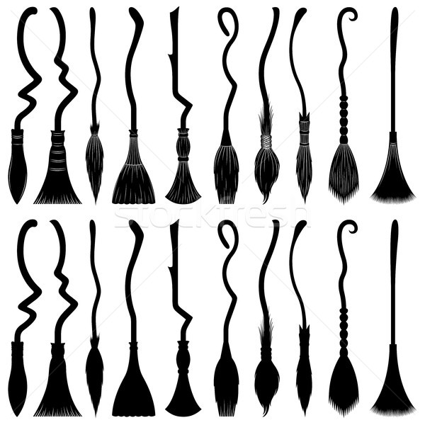 Set of different witch brooms Stock photo © DeCe
