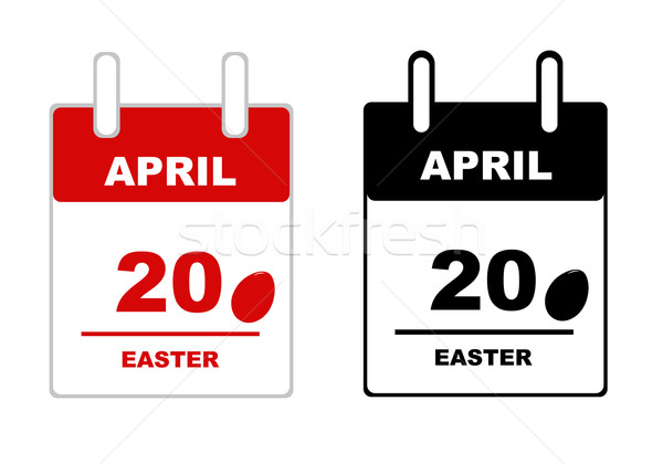 Paşti calendar izolat alb roşu negru Imagine de stoc © DeCe