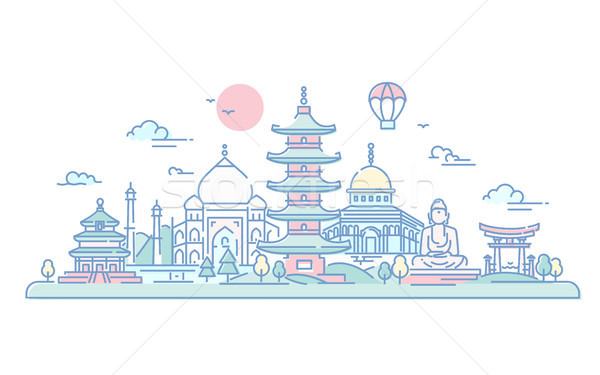 Asian pays vecteur ligne Voyage illustration [[stock_photo]] © Decorwithme