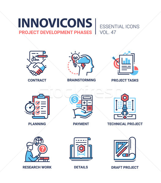 Project Development Phases - modern vector line icons set Stock photo © Decorwithme