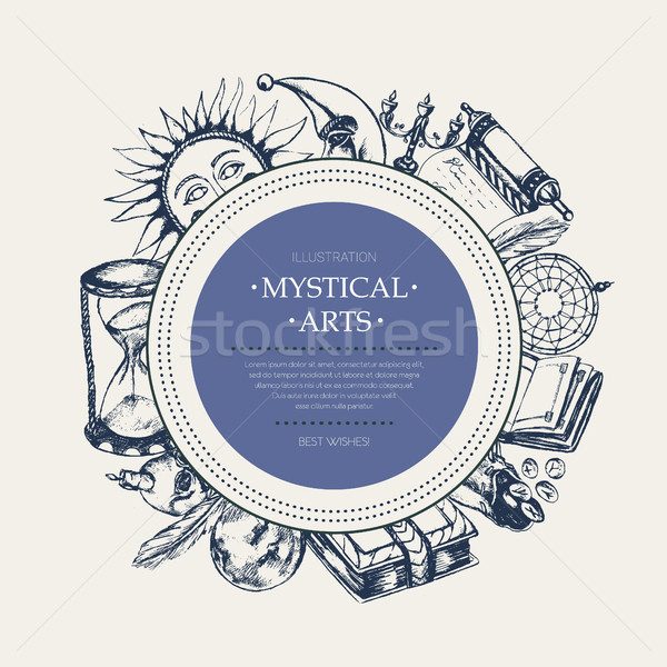 Mystical Arts - modern drawn round banner. Stock photo © Decorwithme