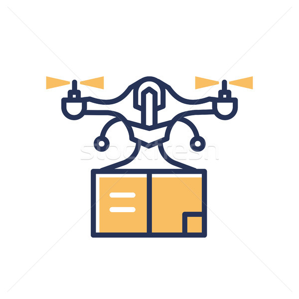 Delivery Drone - modern vector line design single icon. Stock photo © Decorwithme