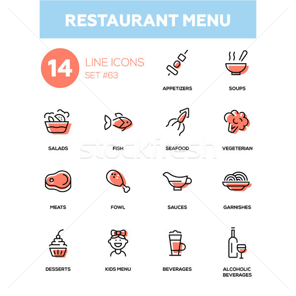 Restaurant menu - line design icons set Stock photo © Decorwithme