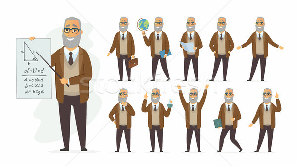 Tanár vektor rajzolt emberek karakter szett izolált Stock fotó © Decorwithme