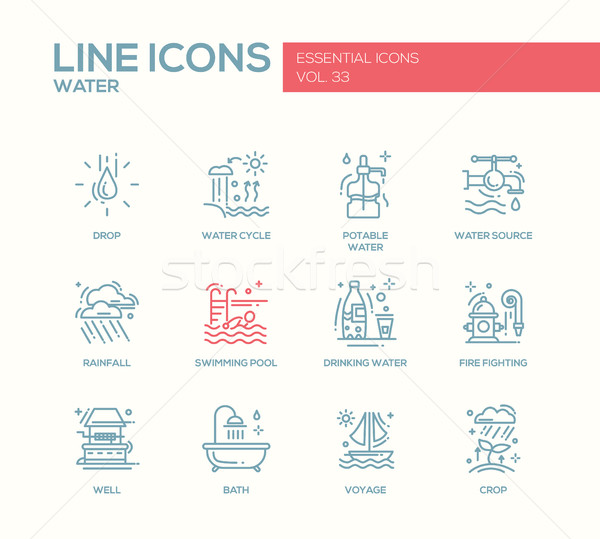 Stock photo: Water - line design icons set