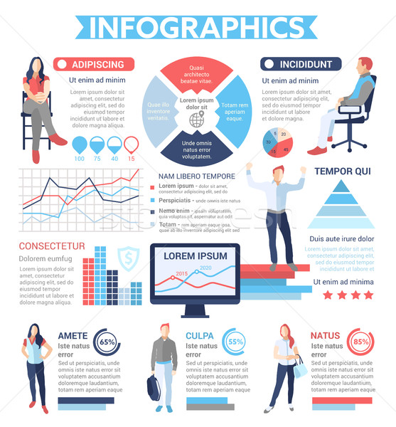 People Infographics - poster, brochure cover template Stock photo © Decorwithme