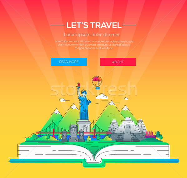 Lets travel - vector line travel illustration Stock photo © Decorwithme